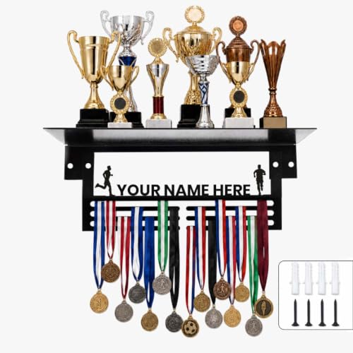 Image of Sehaz Artworks Personalised Medal Hangers for Wall with Trophy Stand