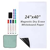 PATIKIL Pizarrón Magnético Autoadhesivo De Borrado En Seco, 24"x40" Lámina De Pizarra Blanca Para Pared Con Rotulador, Borrador Magnético E Imanes, Blanco