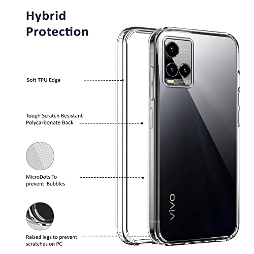 Image of Jkobi Back Cover Case for Vivo Y33T | Vivo Y21T | Vivo Y21s (Silicone Crystal Clear | Pure Camera Protection | Soft and Flexible for Charger and Headphone sockets | Shockproof Bumpers | Transparent)