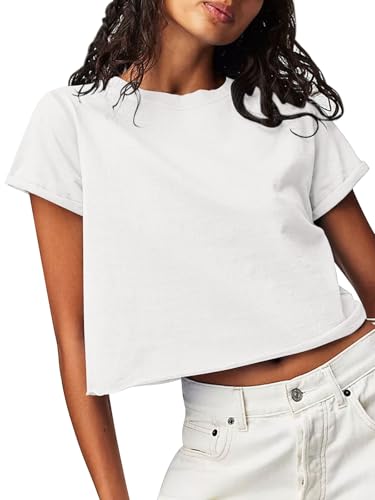 Tankaneo Womens Summer Crop Tops Trendy 2025 Short Sleeve Crewneck Tee Casual Cute Workout Cropped T Shirts Basic Top3