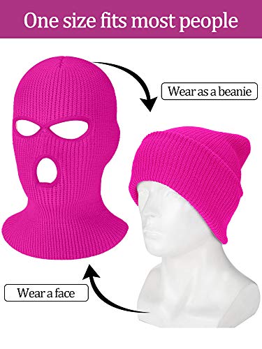 Image of SATINIOR 3 Holes Ski Mask Full Face Cover Outdoor Balaclava Winter Knitted Neck Gaiter for Halloween Sports Cycling