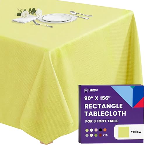 Image of Gee Di Moda Rectangle Tablecloth - 90 x 156 Inch Yellow Table Cloth for 8 Foot Tables with Floor-Length Drop - Heavy Duty Washable Fabric for Holiday Party, Dinner, Weddings & Baby Shower