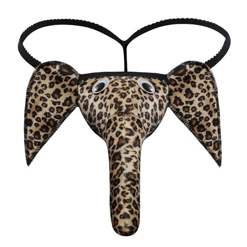 Gushijieju Tanga de tronco de elefante roupa íntima masculina fio dental ideias engraçadas leopardo