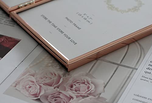 Leadex Concise Hinged Double Picture Frame, Silver Plated,Standing Vertical,5 By 7 Inch,Best For Home Or Office Table Decor (Rose Gold) #TOP4