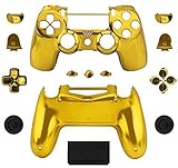 Chrome Full Housing Shell Case with Button Kit for PS4 JDS-040 Controller (Chrome Gold)