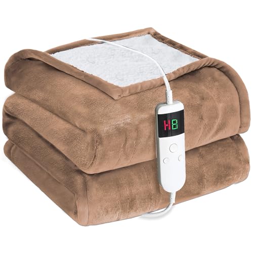 Cushious Heizdecke Wärmedecke Mit Abschaltautomatik -130x180 cm, 10 Heizungsstufen & 8-Stunden-Timer Überhitzungsschutz, Maschinenwaschbare Heizdecke Für Zuhause Und Büro