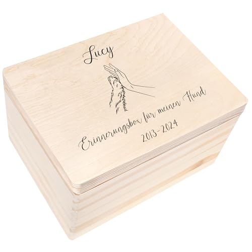 Creative Deco Trauerkiste Erinnerungsbox Katze Hund | Trauer Personalisiert mit Wunschtext | Aufbewahrungsbox f&uuml;r Tierspielzeug Fotos | In Gedenk, Andenken an Verstorbene | Geschenkbox