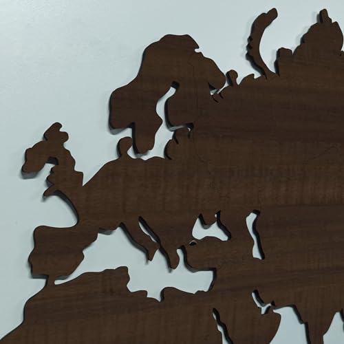 Image of rawpockets - 3D Wooden World Map With Clock Wall Decor | Wall Art, Wall Hangings & Gift | Travel Map | Living Room & Bedroom Wall | Working Space - Red Wood Color - Small Size (110 X 65 CM)