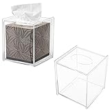 MyGift Square Clear Acrylic Bathroom Tissue Box Cover Container and Refillable Folding Facial Napkin...
