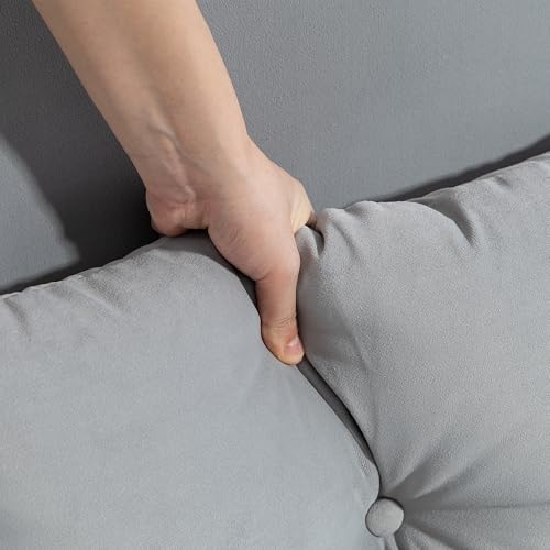 Miniatura 9 de Homcom Sofá Cama De 2 Plazas 4 En 1, Sofá Cama Plegable Tapizado En Terciopelo Con Respaldo Ajustable De 5 Niveles Y Almohadas Acolchadas, Para Oficina, Dormitorio, Salón, 102x73x81 Cm, Gris Claro