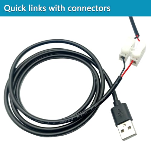 Image of 6Pcs 3.3Ft 22AWG USB 2.0 Male 2Pin Pigtail Cable, 3A 3V 5V 9V 12v 24v USB Type A 2 Core Bare Wire Open End Extension Cable with 6Pcs Quick Wire Cable Connector for DIY Repair Cable