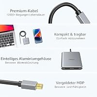 Mini DisplayPort-auf-Dual-HDMI-Adapter, 4K@60Hz Mini DP auf 2 HDMI unidirektional, MST, SST, für Laptop, PC, Monitor, Projektor und mehr – Ansicht 6