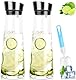 2PCS Wasserkaraffe Glas, 1 Liter Glaskaraffe mit Deckel, Wasserflasche Glas, Wasserkanne für hausgemachte, Getränke/Eistee/Milch/Kaffee