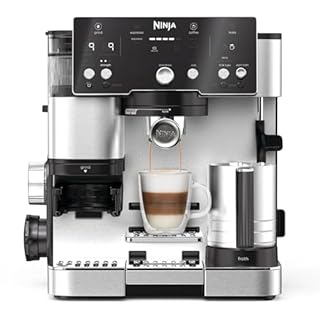 Ninja Machine à café Luxe Essential 2-en-1, Latte, Cappuccino et Espresso avec broyeur à grains et mousseur à lait intégrés, facile à utiliser, 2 préréglages mousse, argent, ES501EU