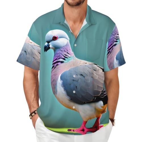 Dessin animé pigeon 4 imprimer sur une chemise d'été masculine