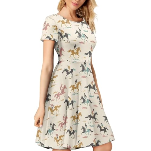 Image of Biyejit Women's Summer Casual Short Sleeve T-Shirt Swing Dress Crew Neck Plus Size S-4XL