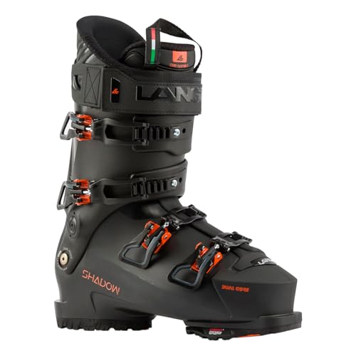 LANGE Unisex Shadow 110 MV Lightweight Durable Alpine Warm All-Mountain On Piste Snow Ski Boots, Black-Orange, 28.5