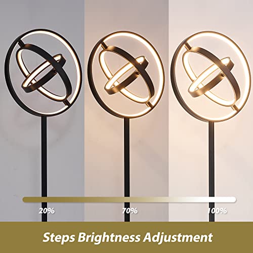 Zhizenl Floor Lamp, Standing Lamps, Bright Dimmable Led Floor Lamps, 3 Rings Modern Matte Black Tall Lamp, Floor Lamps For Living Room, Bedroom, Reading Room, Office, Study #TOP3