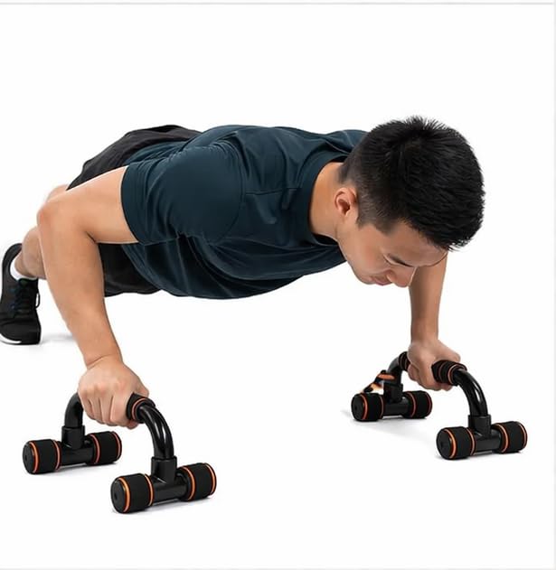 SUVIKSHA Push-up Stands, Fitness Parallettes Handle for Muscle Training and Strength Training with Cushioned Foam Grip and Non-Slip Sturdy Structure Push Up Bars for Men & Women (Color May Vary)-image-45