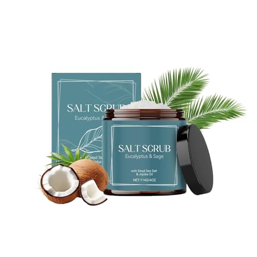 Exfoliante corporal con sal marina, exfoliante e hidratante con aceite de coco, suavizante y nutritiva piel muerta, suaviza e ilumina la piel brillante, exfoliante de limpieza profunda (1pc)