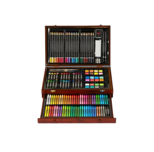 145 Pcs Art Set for Kids Boys and Girls, Painting and Drawing Colouring Supplies in Brown Wooden Box, Gift for childreen