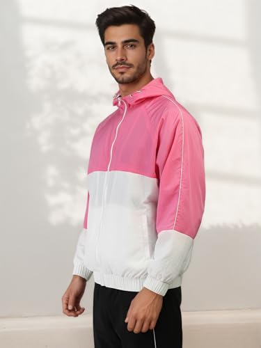 Image of CHKOKKO Sunscreen Jacket for Men Windcheater Hooded Zipper Sports Jacket | UV Protection | Sun Protective | Lightweight Water Resistant | Riding Biker | Outdoor Travel Gym Running