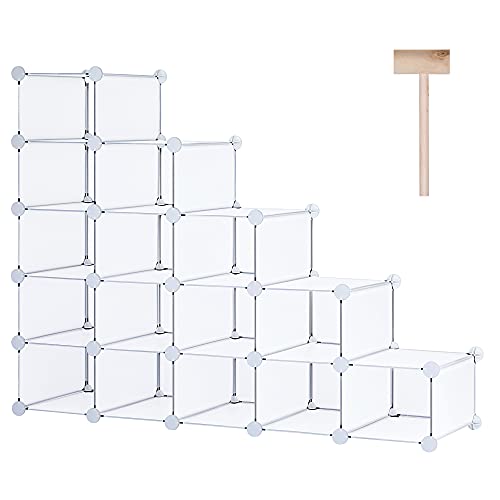 Puroma 15-Cube Stackable Shoe Organizer Plastic Shoe Storage Rack Durable Modular Shoe Cabinet, Space Saving for Closet Hallway Bedroom Entryway (White Translucent) Puroma 15-Cube Stackable Shoe Organizer Plastic Shoe Storage Rack Durable Modular Shoe Cabinet, Space Saving for Closet Hallway Bedroom Entryway (White Translucent)