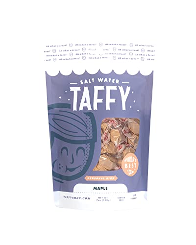 Taffy Shop Maple Salt Water Taffy - Small Batch Salt Water Taffies Made In The Usa - Super Soft, Sweet, Taffy Candy - Guaranteed Fresh - Gluten-Free, Soy-Free, Peanut Free - Personal (7Oz) Bag #TOP1