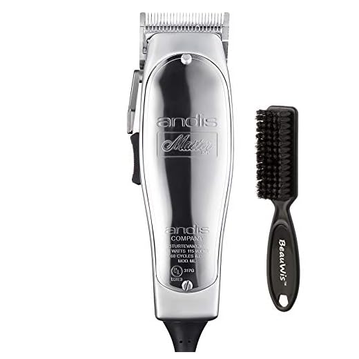 Andis Master Hair Adjustable Blade Clipper, Silver with a BeauWis Blade Brush