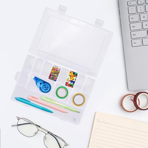 Image of 3Pack 24 Grids 7.7 x 5 x 1.4 inch Clear Plastic Tackle Box with Adjustable Dividers, Jewelry Organizers and Storage for Earring Organizer, Diamond Art Storage for Bead /Craft /Sewing /Fishing Organizers
