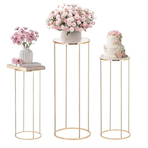 La Mejor Selección de Decoración para bodas disponible en línea. 46 Dniieo Soportes Cilíndricos para Fiestas, Set de 3 Pedestales Redondos de Metal Dorado, Soportes de Exhibición para Plantas, Pasteles y Decoración en Bodas, Cumpleaños y...