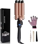 3 Barrel Curling Iron Ceramic Hair Curler, 1 inch Curling Wand Hair Waver Iron, Dual Voltage Hair Crimper with LCD Display, Professional Fast Heating Triple Barrel Curler, Hair Styling Tools