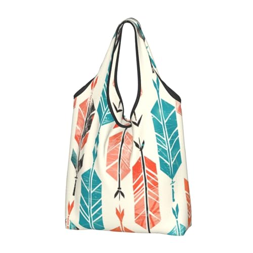 Jolis sacs de courses lavables imprimé flèches corail bleu sarcelle noir