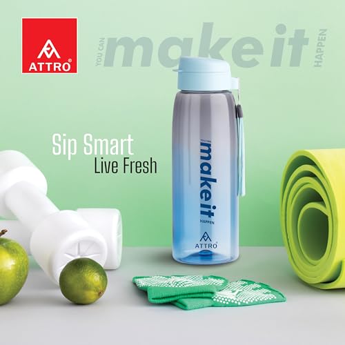 Image of ATTRO Sip Star Plastic Water Bottle - 1000ml, Blue, BPA Free, Leak-Proof, Durable Sports & Travel Bottle, Ideal for Gym, Office, School, Outdoor & Daily Use