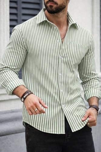 Image of Striped Casual Regular Fit Shirt for Men| Men Full Sleeve Shirt