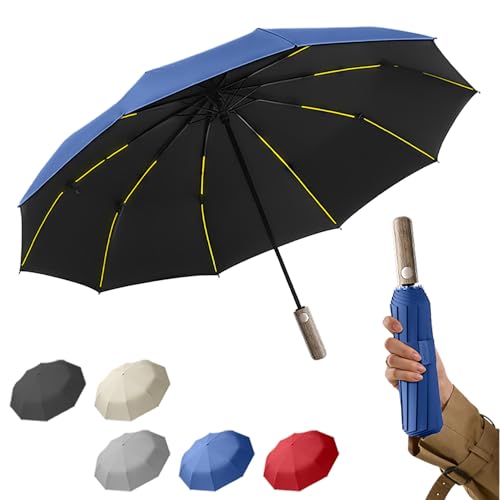 Paraguas de golf plegable con 10 varillas reforzadas y apertura automática para hombre