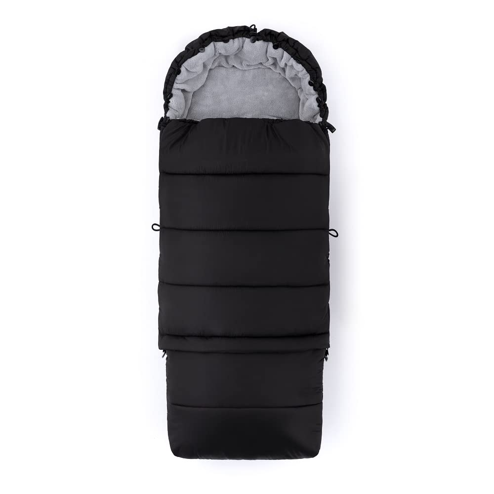 FEEDO Sacco nanna per passeggino, passeggino, seggiolino auto, sacco nanna 3 in 1, sacco nanna invernale per passeggino, passeggino e seggiolino auto, caldo, impermeabile, antivento (nero)