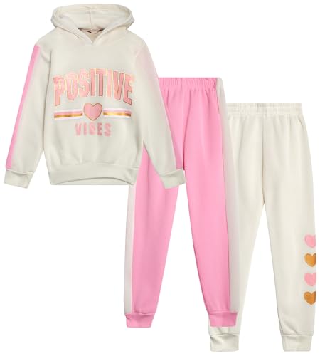 Coney Island Girls' Active Jogger Set - 3 Piece Pullover Hoodie Sweatshirt and Jogger Sweatpants (Size: 2T-7)