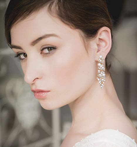 NLCAC Women's Wedding Earrings for Brides Dangling Rhinestone Crystal Chandelier Earring Drop Bridesmaids2