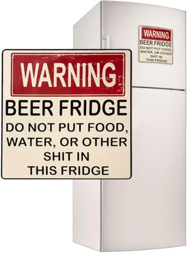 TELADESHX - Funny Magnetic Beer Fridge Sign Warning Beer Fridge Magnet for Cooler, Refrigerator (White) - -37%