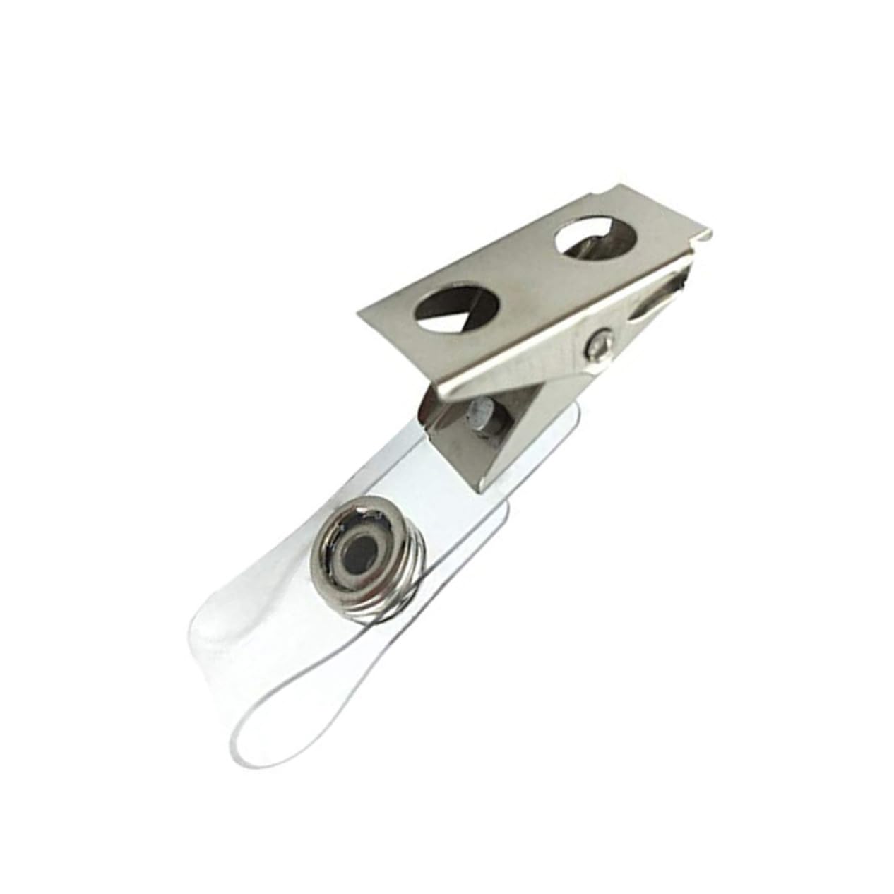 POPETPOP 150 pièces Clips Métal Double Trou avec Lanières PVC Transparentes pour Porte-badge Cartes Identité Usage Professionnel