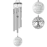 Windspiel, Trauer-Windspiel für den Verlust eines geliebten Menschen, inspirierendes und Gedenkgeschenk, Windspiel für draußen, Terrasse, Haus, Garten, Dekoration, Traumfänger (66 cm, Silber)