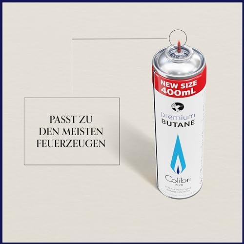 Colibri Gaz 400 Premium Butane do wszystkich zapalniczek butanowych wielokrotnego napełniania, 400 ml