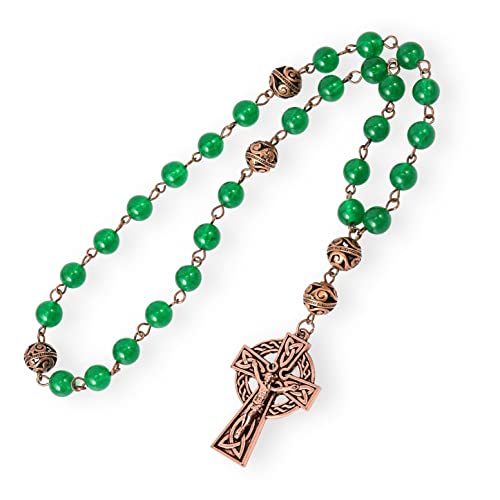 Nazareth Store Gemstone Beads Anglican Rosary - Handmade Green Jade Beaded Prayer Rosary