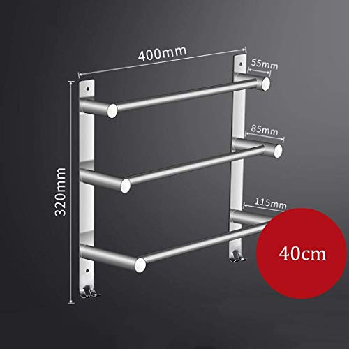 Toallero de baño para ahorrar espacio de 40 cm con ganchos de pared inox 3