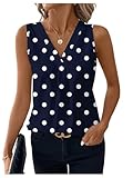 SOLY HUX Women's Casual Polka Dots Tank Tops Summer V Neck Sleeveless Tunic Shirts Office Work Blouse