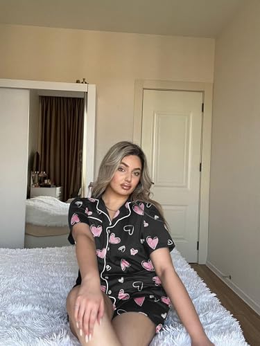 Image of Ekouaer Pajamas Set for Women Short Sleeve Sleepwear Button Down Pjs Soft 2 Piece Lounge Sets XS-XXXL