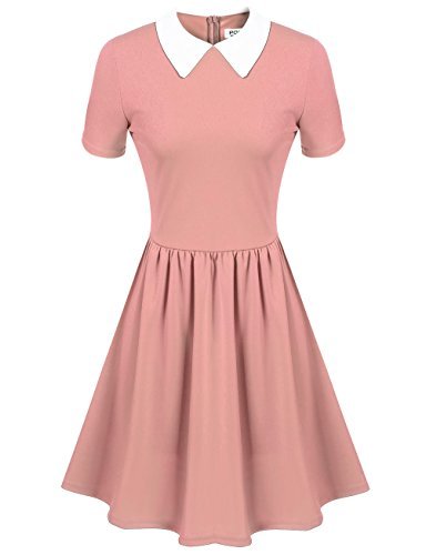 POGT Women's Halloween Costume School Girl Costume Dress (S,Pink)