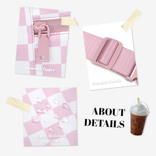 Image of Large Checkered Fanny Pack for Women Cross Body Bag with Key Chain Adjustable Sling Bag Waist Pack for Concerts Festivals Raves Travel and Everyday Fashion(Hot Pink)