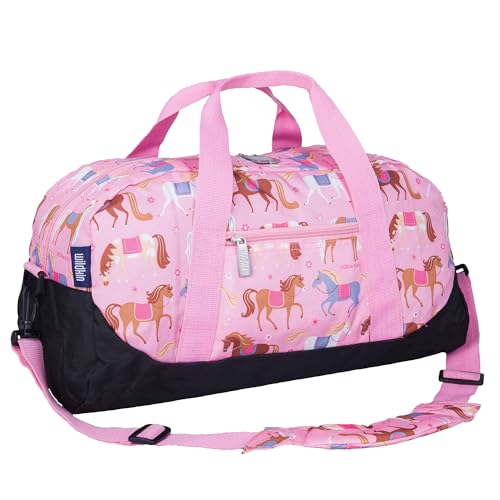 Image of Wildkin Kids Overnighter Duffel Bag - Carry-On Travel Bag for School & Sleepovers, Lightweight, Durable, Boys & Girls Ages 4-15 - Horses